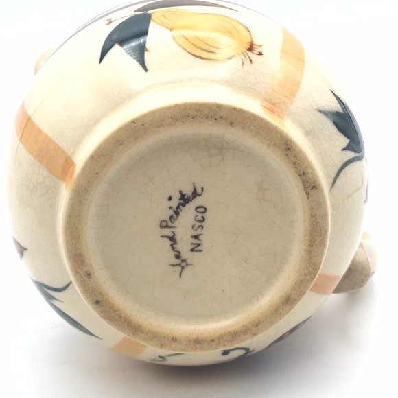 Vintage Nasco Hand Painted Fruit Design Porcelain Creamer Pitcher Japan 1954 - Picture 3 of 5